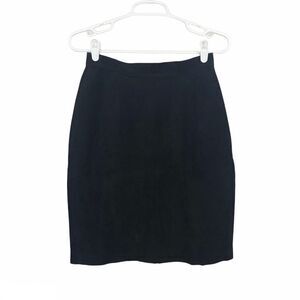 Winlit Vintage Solid Black 100% Genuine Leather Suede Pencil Skirt Size 10